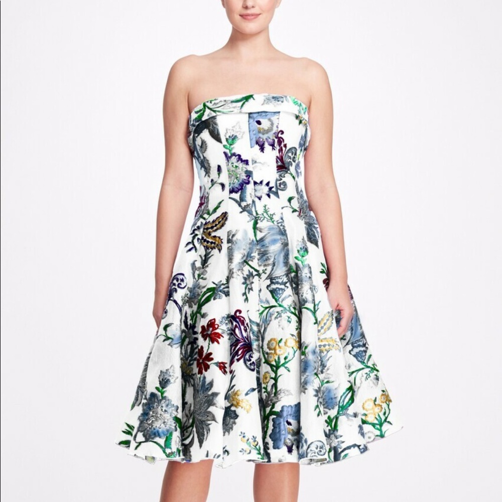 NWT Strapless Floral Tea Length Gown